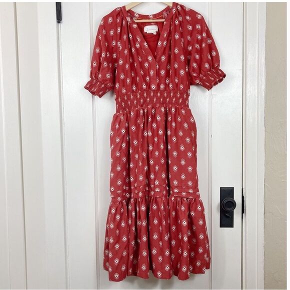 Anthropologie Felipa Midi Cotton Tiered Dress with Pockets XS - Picture 2 of 14